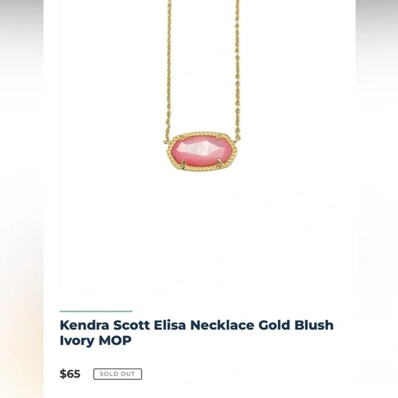 Kendra Scott Elisa Necklace Gold chain in Blush Ivory MOP NEW pink - Picture 2 of 7